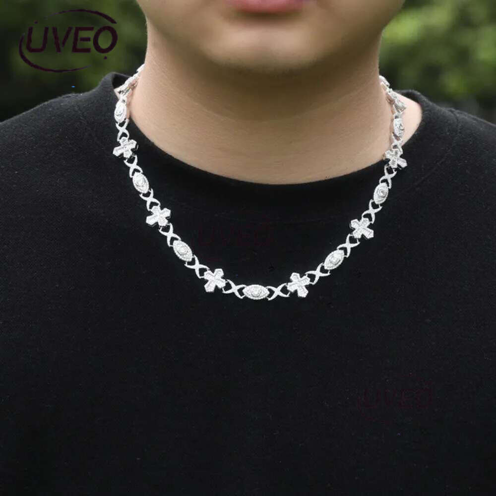 Luxury designer Hip Hop 14mm Cross Eye Cuban k Chain Ice Out VVS Moissanite Necklace Bracelet Men Women Free shipping