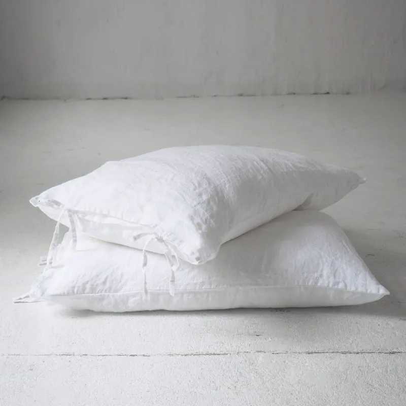 Pillow Case Solid Color Pure Linen Throw Case Euro Sham for BedCustom Size Bowknot Cushion Cover Decoration caseDark Blue C251120
