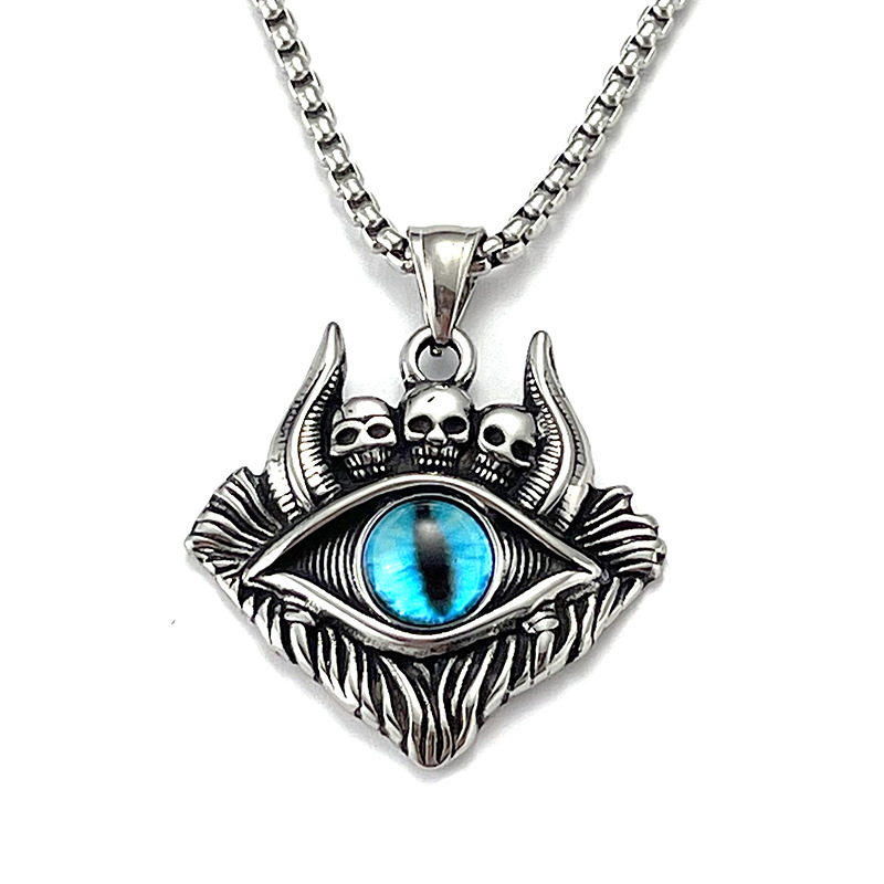 New retro stainless steel evil eye with personality men y2k necklaces moissanite chain designer necklace designer necklace for woman jewelry diamond c - view 6