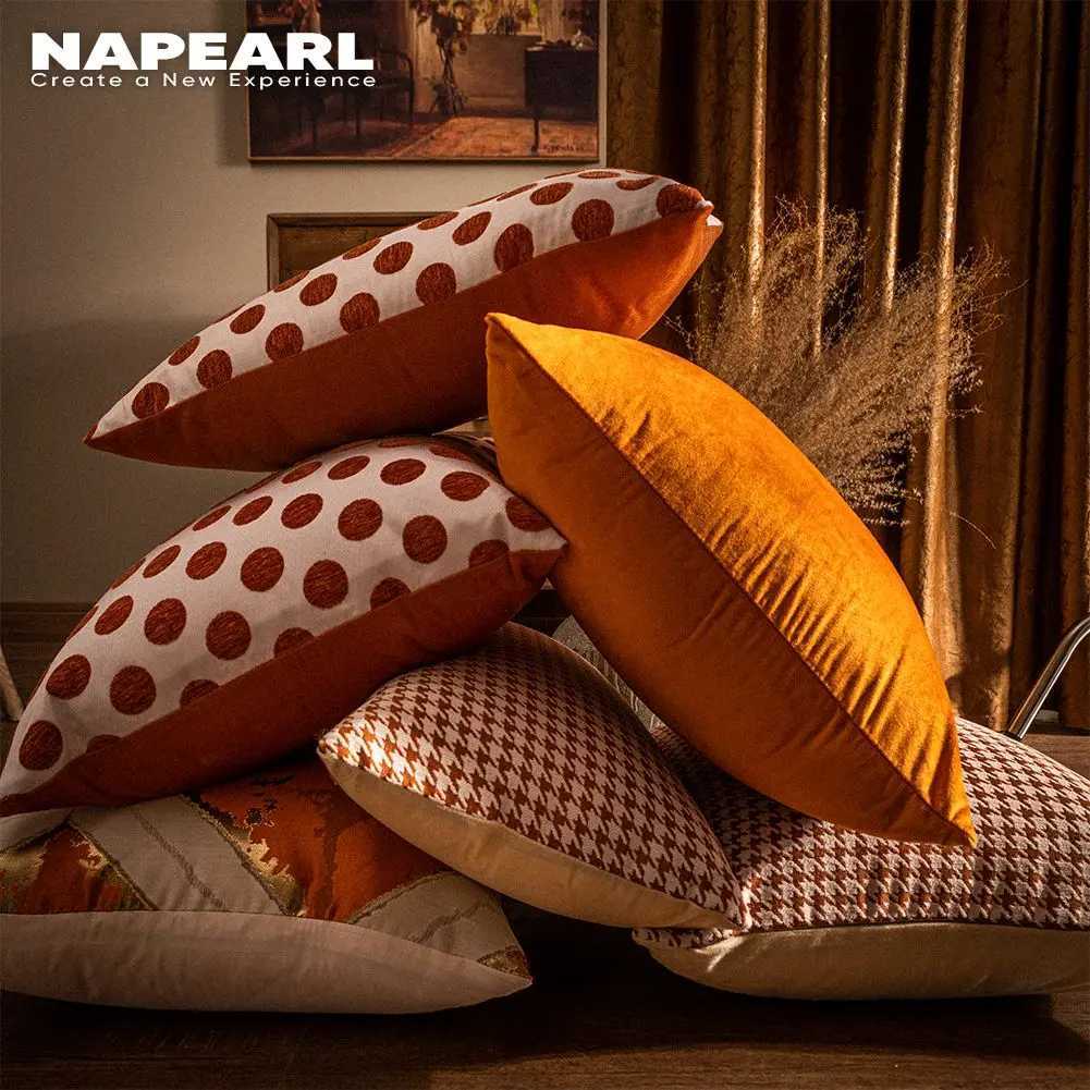 Pillow Case Luxury Throw cases Orange Color Velvet Dots Pattern Sofa Cushion Covers Fashion Decorative Square Cover C251120