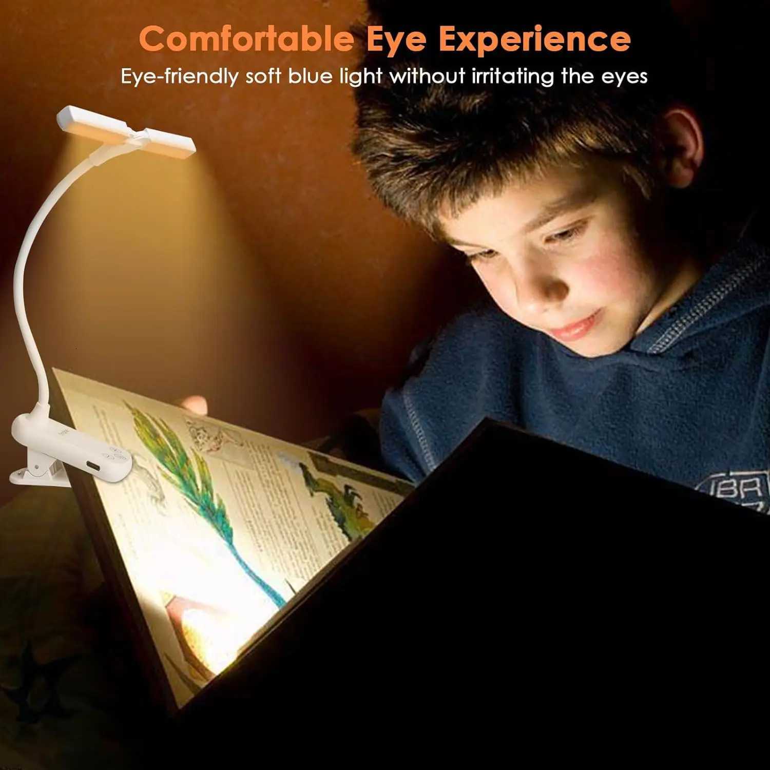 Book Light for Reading in Bed Clip on Reading Light Rechargeable Bookmark Lamp Eye Caring Booklight 3Color Temp Stepless Dimming M251120