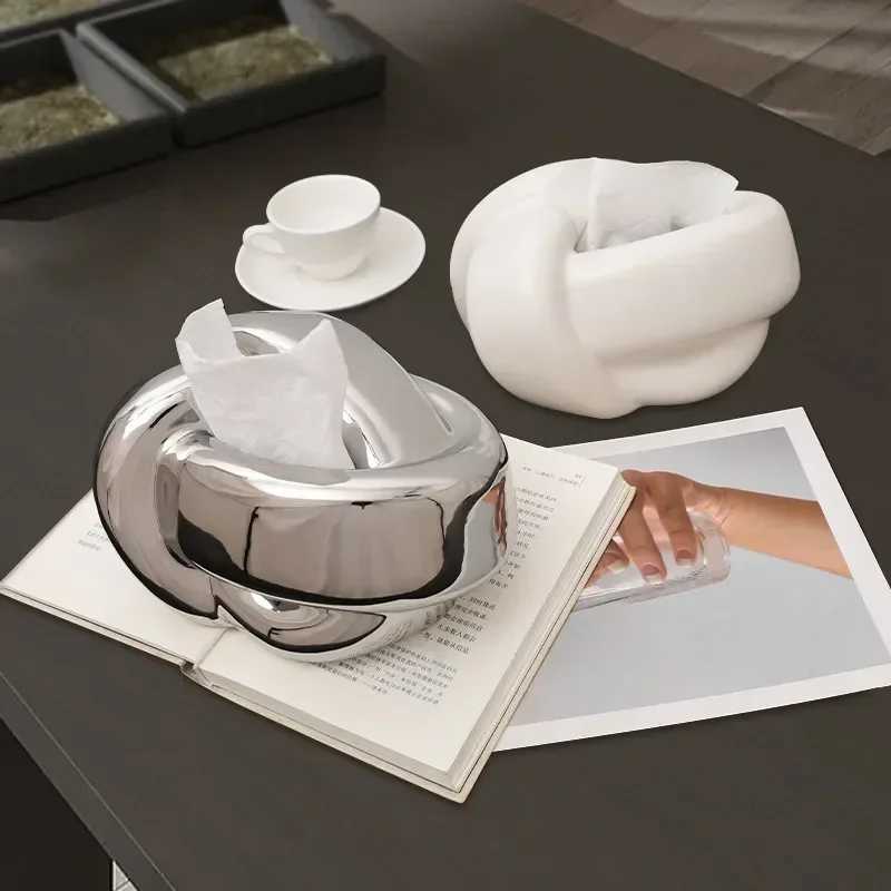 Knot Shape Ceramic Tissue Box European Modern Creative Cute Abstract Art Napkin Holder Home Coffee Table Desktop Paper Towel Box C251120