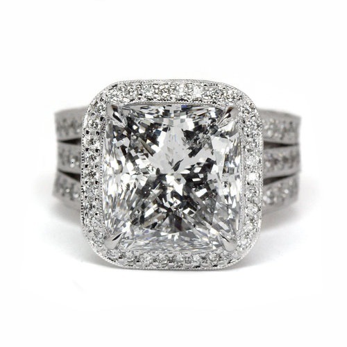 Zhenrong inlaid Topaz Princess Diamond Ring New full diamond Plated 925 Silver Ring