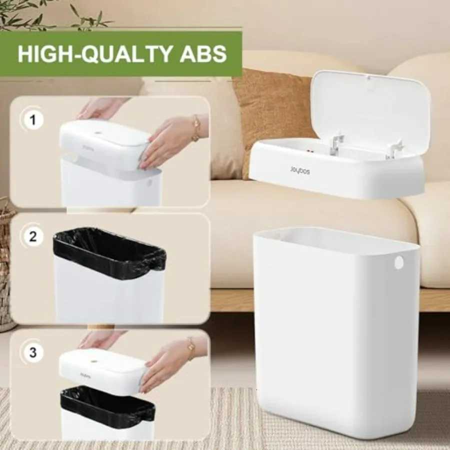 Small Trash Can with Lid 26 Gallons 92 Qt Garbage Can with Press Top for RV Bathroom Kitchen Bedroom Office White Dog Proof P C251120