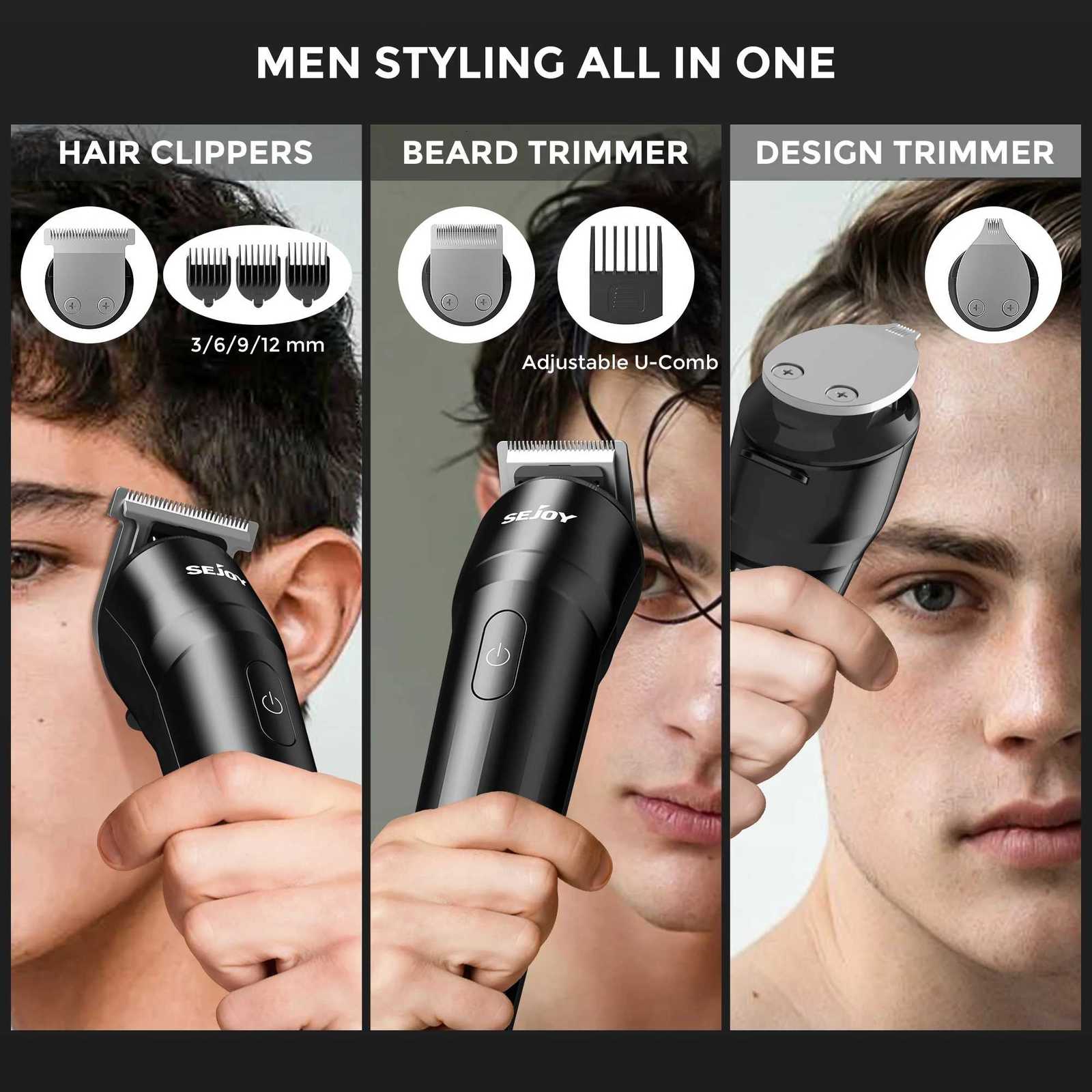 Sejoy 3 IN 1 Electric Hair ClipperBeard Trimmer Multifunctional Body Hair Trimmer for Men Rechargeable Waterproof Hair CuttingT251120