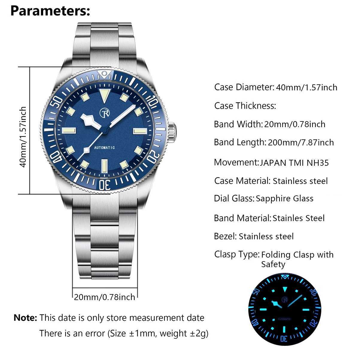 RollsTimi New Diving Mens Watches NH35A Luxury Automatic Watch For Men Mechanical Wristwatches Clock AR Sapphire Mirror Ceramic G251120