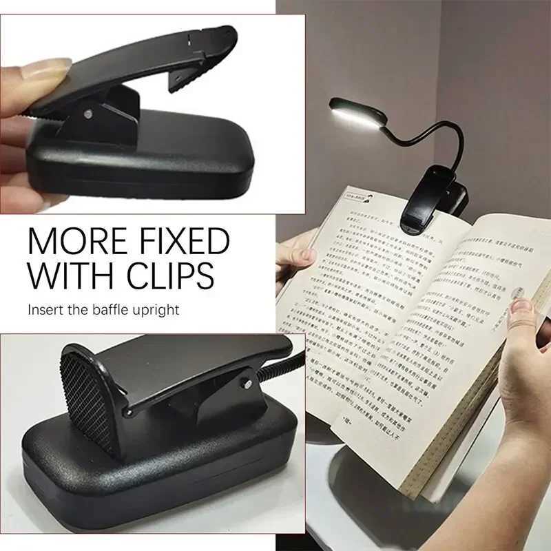 Mini Portable LED Book Light Eye Protection Reading Light Flexible Clip-On Desk Lamp Battery Powered Bedroom Study Night Light M251120