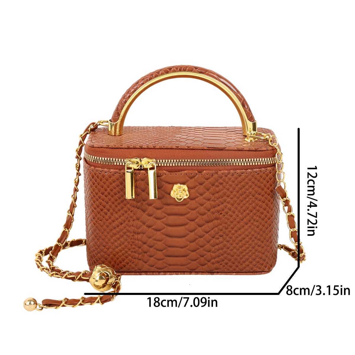 Fi Snake Print Shoder Bag Glossy Finish Metal Flower Decor Large Capacity Zipper Adjustable Strap Mtifuncti Daily Y251120