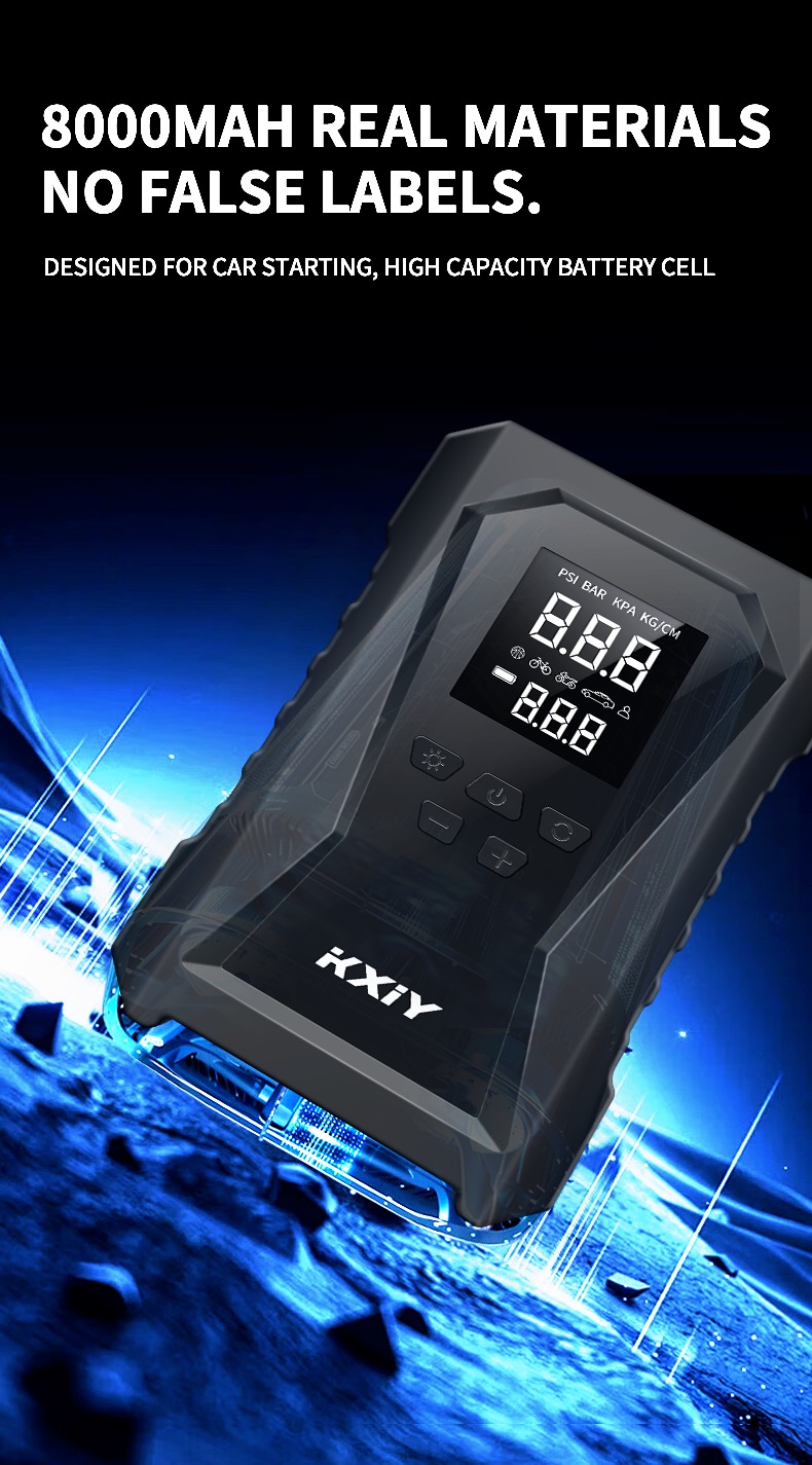 Wireless car air compression starter with air compression function, emergency battery start power supply, 12V car charger (8.0L gasoline/diesel)