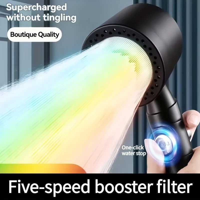 1pc 5-Mode Shower Head - ABS Handheld with Filter One-Touch Control Ergonomic Grip Bathroom Essentials for Family UseM251120