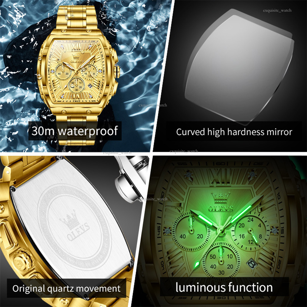 OLEVS Designer Men's Watch Bucket Multi-functional Best-selling Waterproof Steel Band Quartz Men's Gold Luxury Watch Free Delivery And Whole