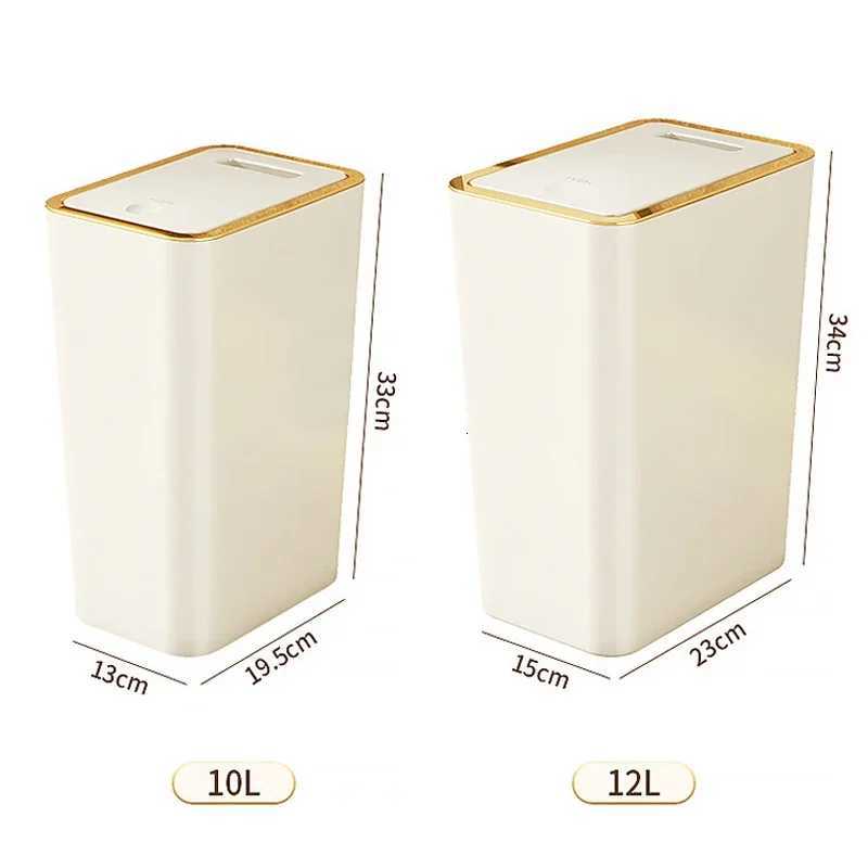 Bathroom Trash Can 10 12L Garbage Can with Press Top Lid for ToiletBedroomLiving Room Plastic Wastebasket with Pop-up Lid C251120