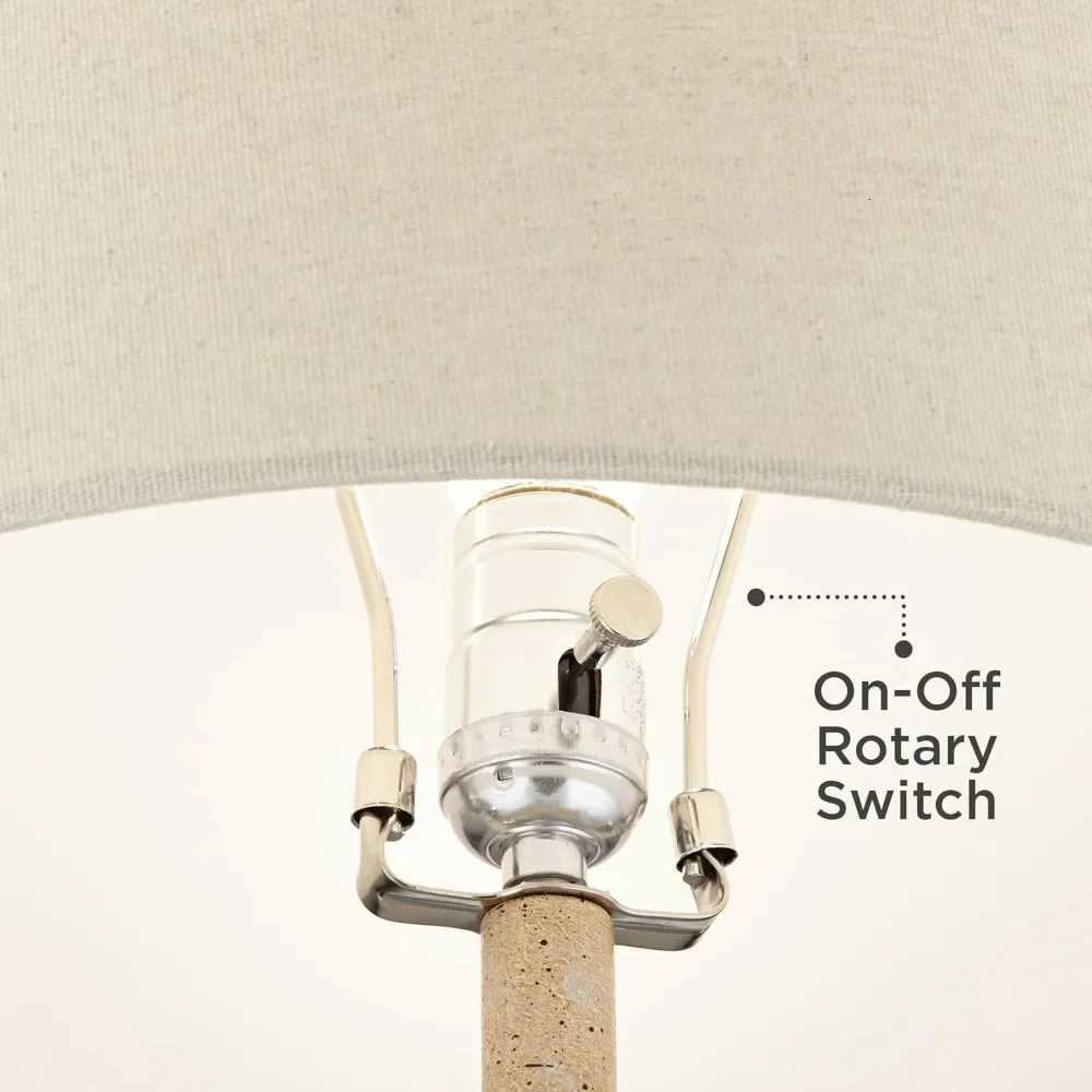 26 3/4 Tall Geometric Rustic Mid Century Modern Coastal Table Lamps Set of 2 Beige Living Room Bedroom Bedside M251120