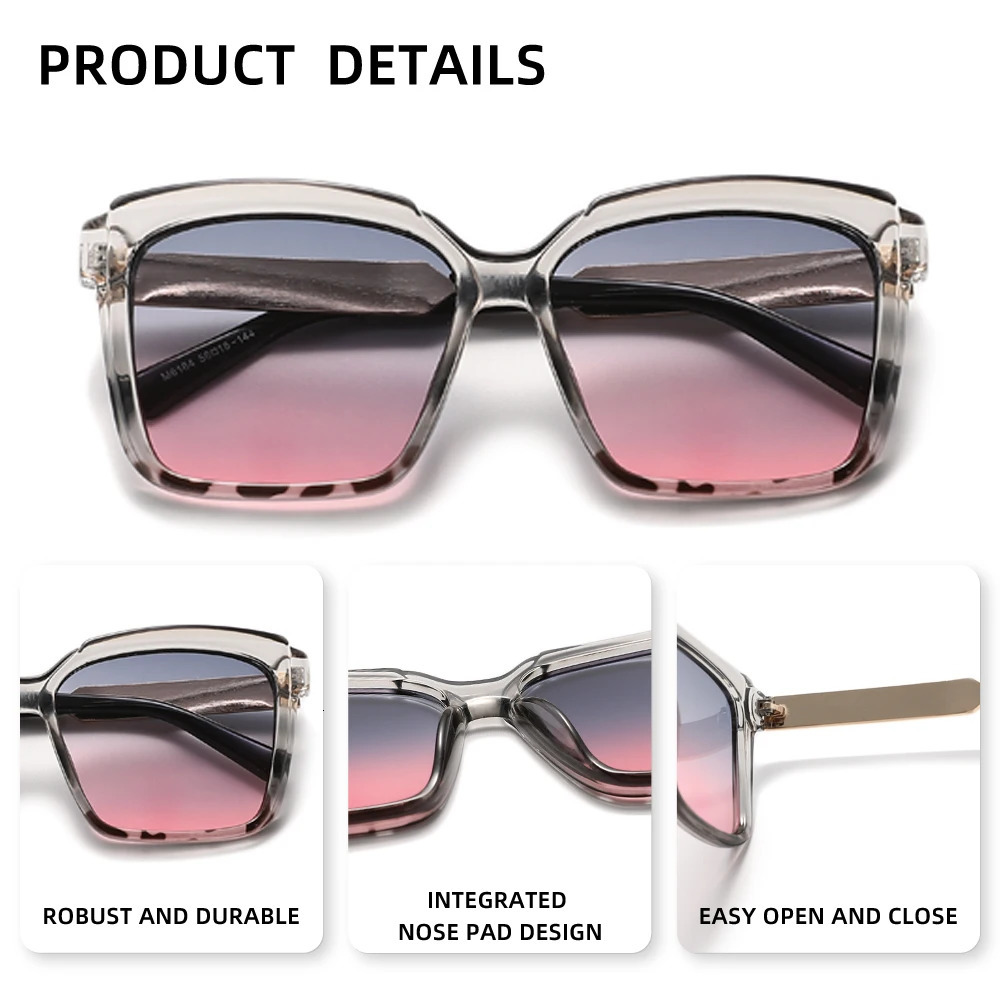 WIMN Women Trendy Large Polarized Sunglasses Square Thick Frame UV400 Sun Glasses Beach Shade Eyewear Accessory 250411