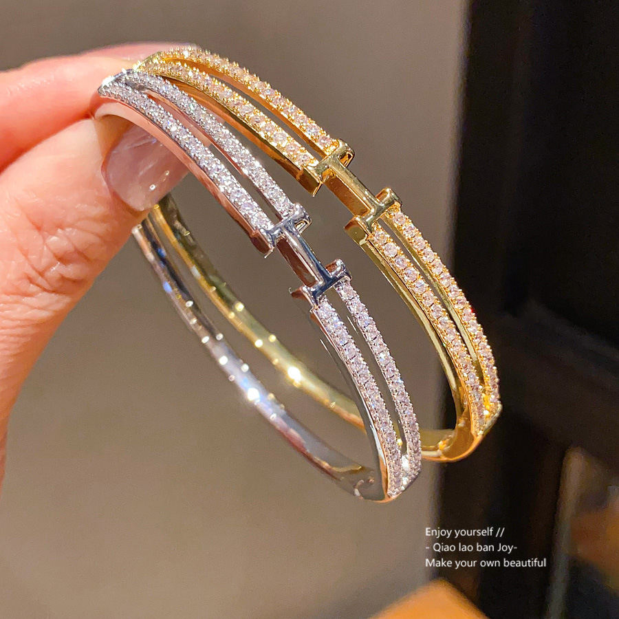 Fashionable New Double Layer Design Exquisite Small Diamond Inlaid Charming Women s High Quality Gift Bracelet