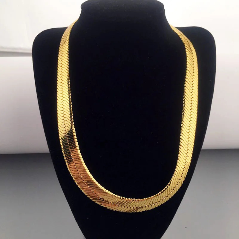 High quality 75CM 10MM hiphop mens bone snake chain gold necklace rapper short and chubby boy night club DJ smart jewelry 250420
