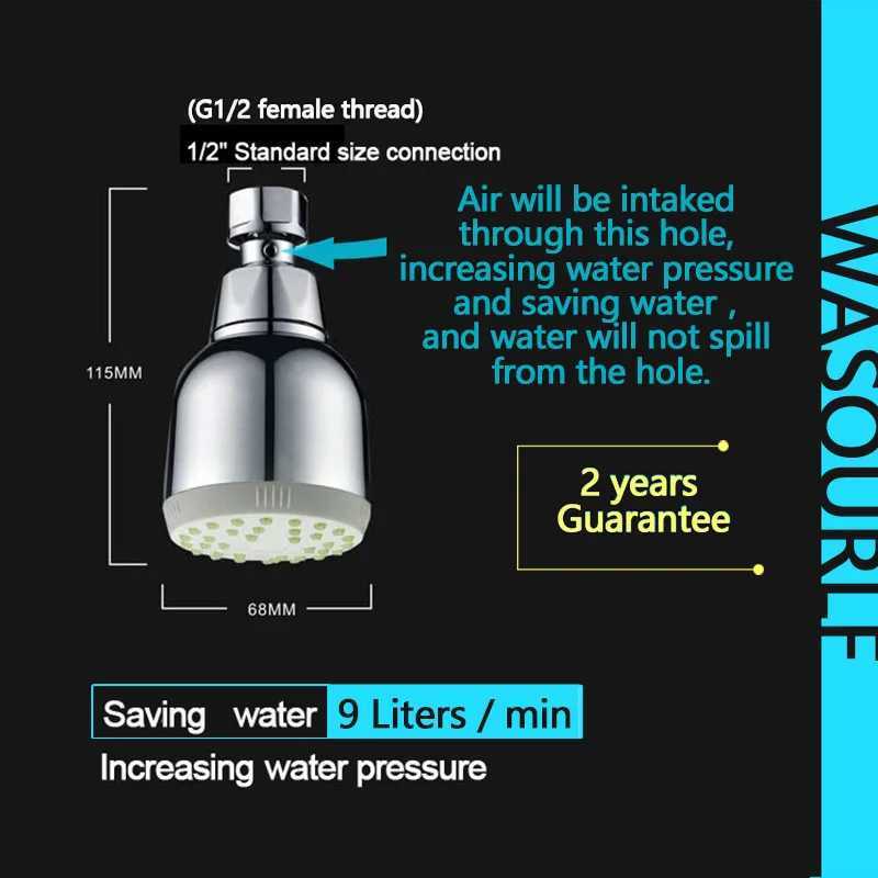 WASOURLF Air Trubo Intake Rain Shower Head Wall Mounted Pressurized Water Saving ABS Chrome Plated Top Ceiling Shower Rose HotelM251120