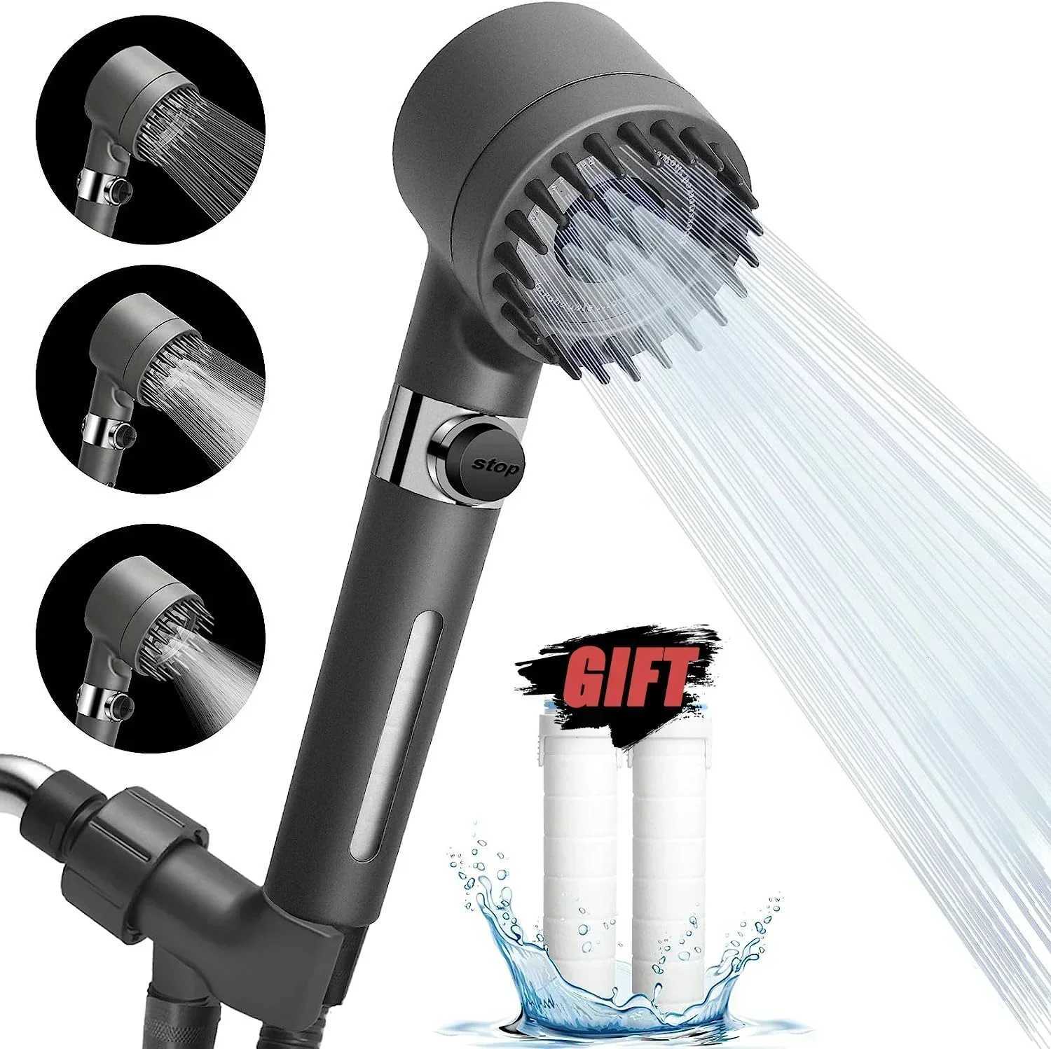 High-pressure Shower Head 3-mode Adjustable Spray with Massage Brush Filter Rain Faucet Bathroom AccessoriesM251120
