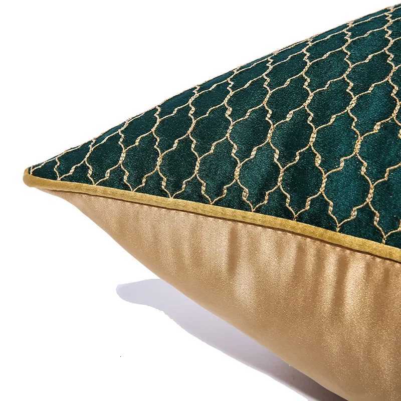 Pillow Case Luxury Golden silk satin Jacquard case Deep Green Cushion Cover Geometric Cover Sofa Bed 30x50 45x45 50x50cm C251120