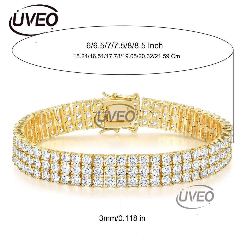 New Arrival 2 Rows 3 Rows Tennis Bracelets Sterg Sier Jewelry Fashion Iced Out Moissanite Bracelet for Men and Women