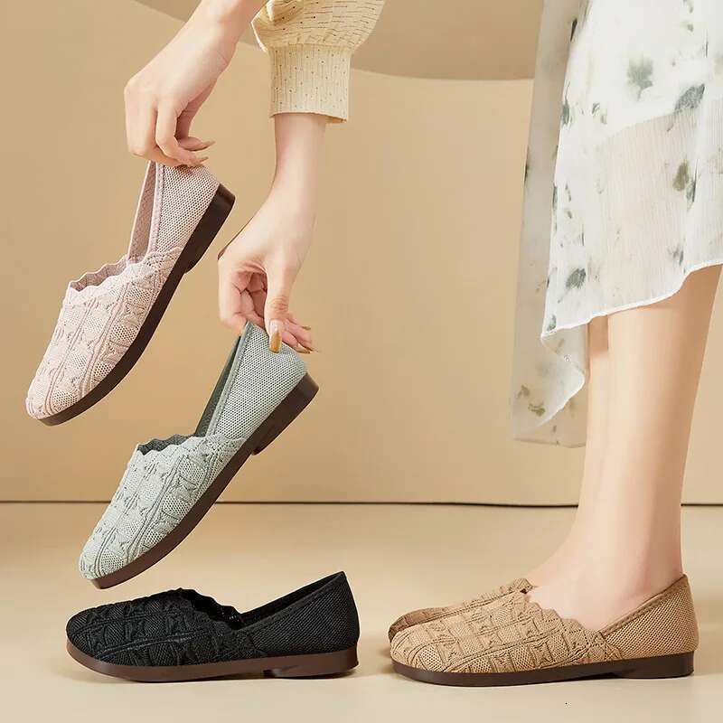 Women Mesh Hollow-out Lightweight Casual Shoe Summer Breathable Loafers Comfort Non-skid Mom Shoes Round Toe Slip on Flats2