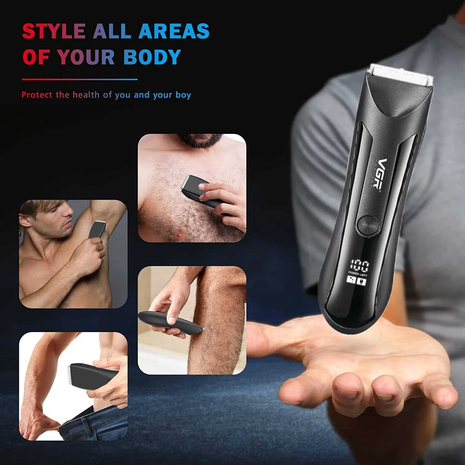 VGR Groin Body Pubic Hair Trimmer For MenWomen Electric Beard Clipper Ball Shaver Groomer RechargeableCeramic BladeWet DryT251120