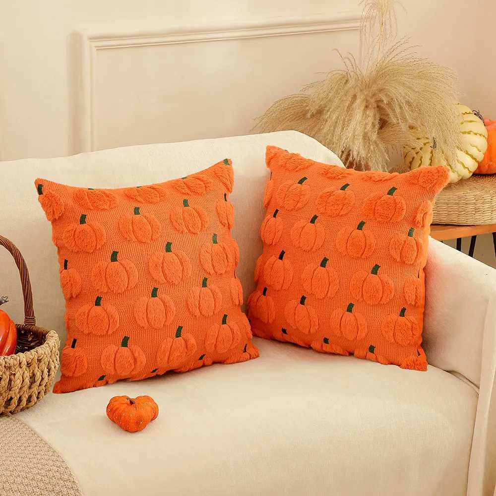 Pillow Case 1/2pcs Halloween Pumpkin Decorative Cover 18x18 Inch Orange Cushion Case for Sofa Couch Fall Thanksgiving Home Decor C251120