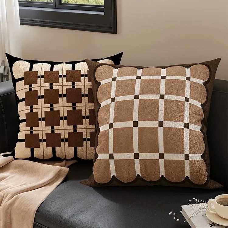 Pillow Case VintageNordic French Light Luxury Brown Cover Sofa Living Room Cushion Cover Premium Bedside Waist Back case C251120