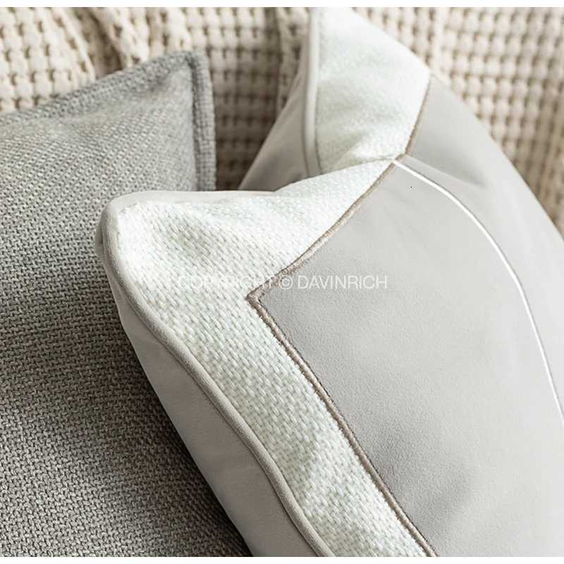 Pillow Case DAVINRICH Cappuccino Tone Modern Luxury case Designer Geometry Embroidery Furniture Cushion Cover 45x45cm Cream Khaki Gray C251120