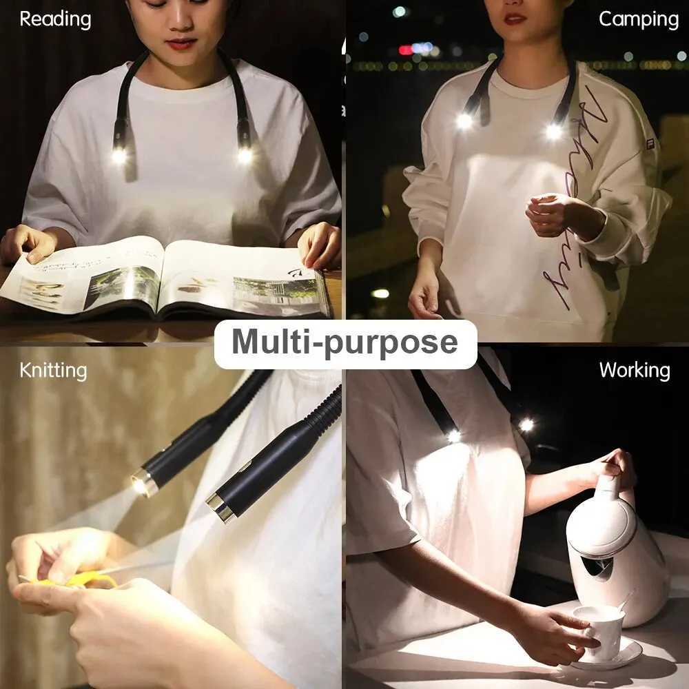 Neck Reading Light Book Lights Reading in Bed Bendable Long Lasting Portable USB Rechargeable Novelty Flexible LED Book Lighting M251120