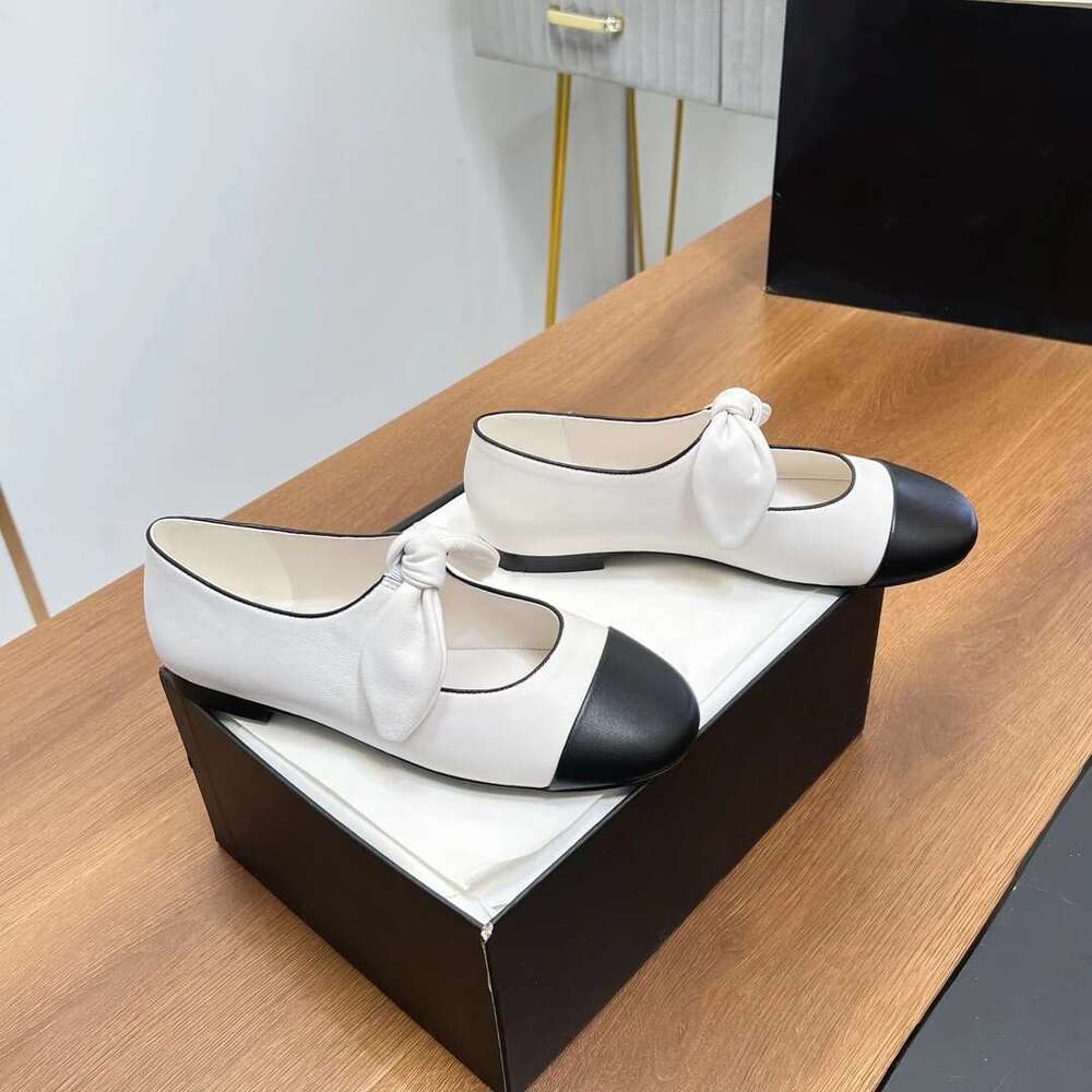 New Women Size35-41 Genuine Leather Ballet Flats Butterfly Knot Round Toes Mixed Colors Designer Shoes atillas De Mujer