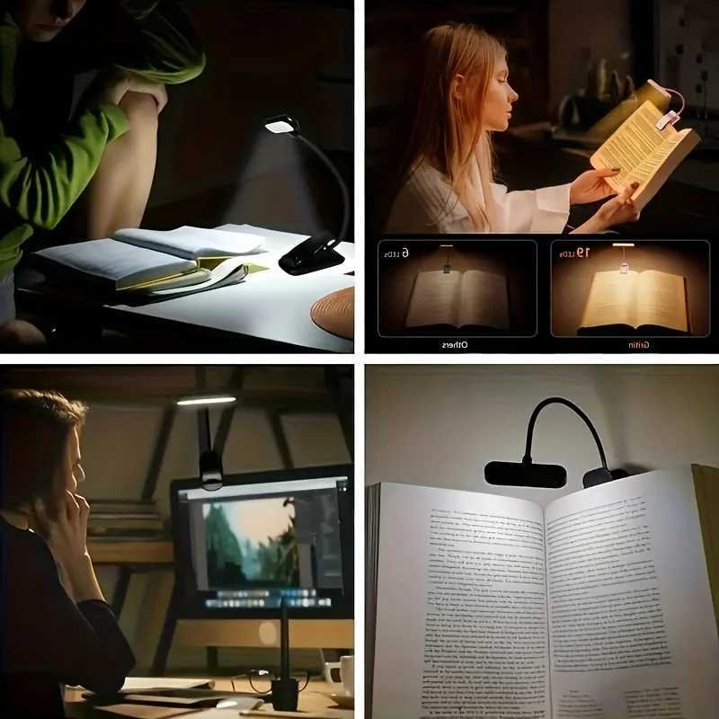 Portable Flexible Easy Clip Night Reading Lamp USB Rechargeable Reading Light 3Colors W Cool White Daylight Book Lamp M251120