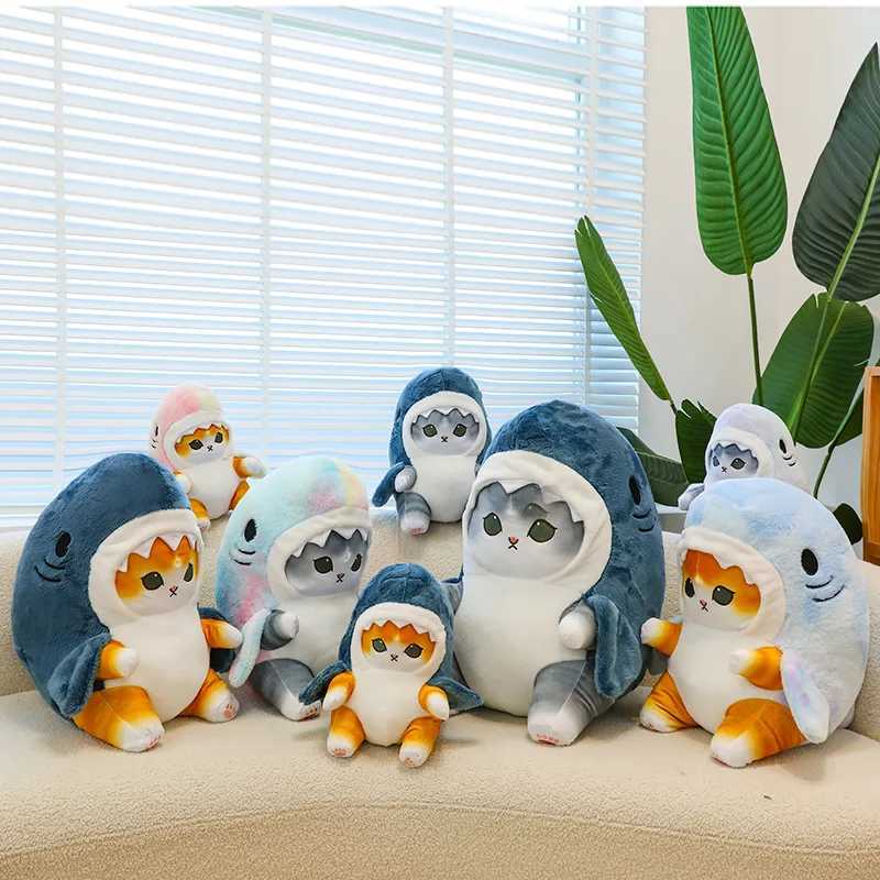 Hot Cute Shark Cat Fried Shrimp Cat Plush Doll Pillow Doll Beautiful Room Car Bag Decoration Pendant Opening Holiday Gift G251120