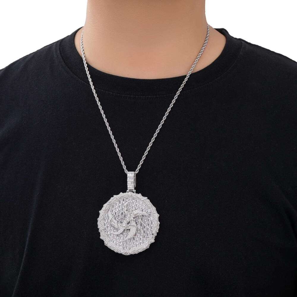 Luxury designer round cake Ice Out vvs Moissanite Necklace Men Women's Pendant 4mm Tennis necklace Pendant Free shipping