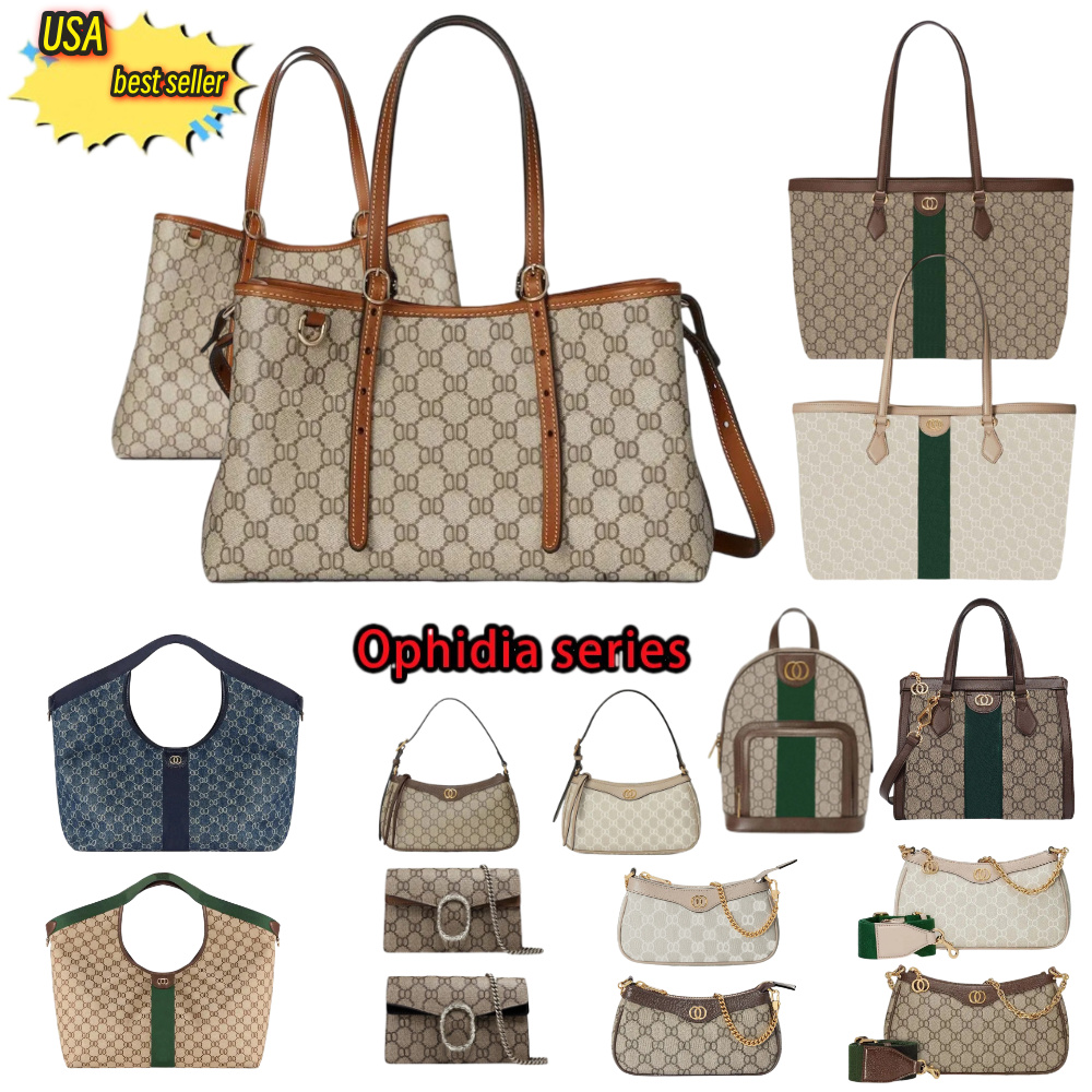 TOP Designer bag Tote bag Shoulder bag Guccii bag Luxury Handbag Large Capacity Shoulder bag Classic Women Shopping bag Designer Handbag Advanced Chain Ophidia Bag