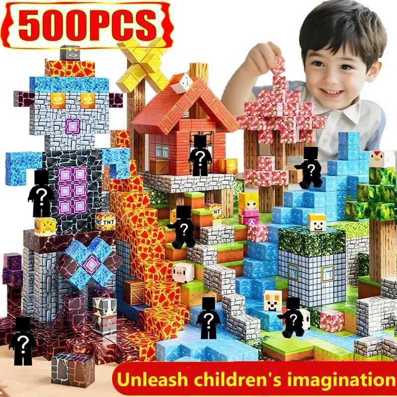 10-500PCS Magnetic Building Blocks Magnet Set Bricks Mini World STEM Construction DIY Educational Toys For Kids Birthday Gifts W251120