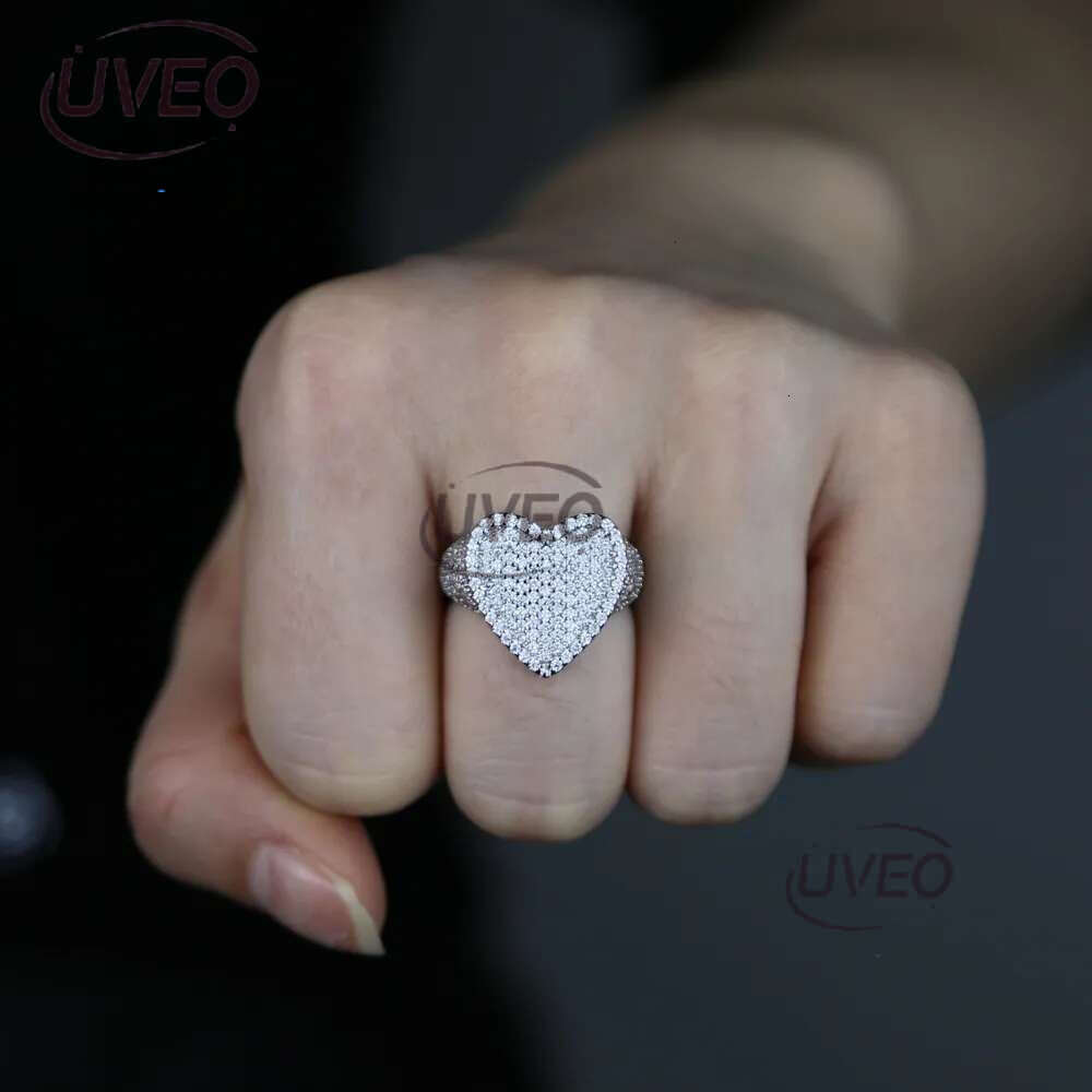 Luxury designer Colored Ring Ice Out VVS Moissanite Ring Hip Hop Punk Rap Women Jewelry with FREE shipping