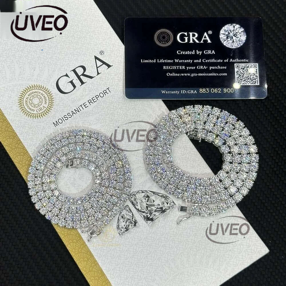Cheapest Price Hip Hop Sier Gra VVS Moissanite Dia Tennis chain 3MM 4MM 5MM Necklace Bracelet Men Women Hiphop Jewelry Free delivery