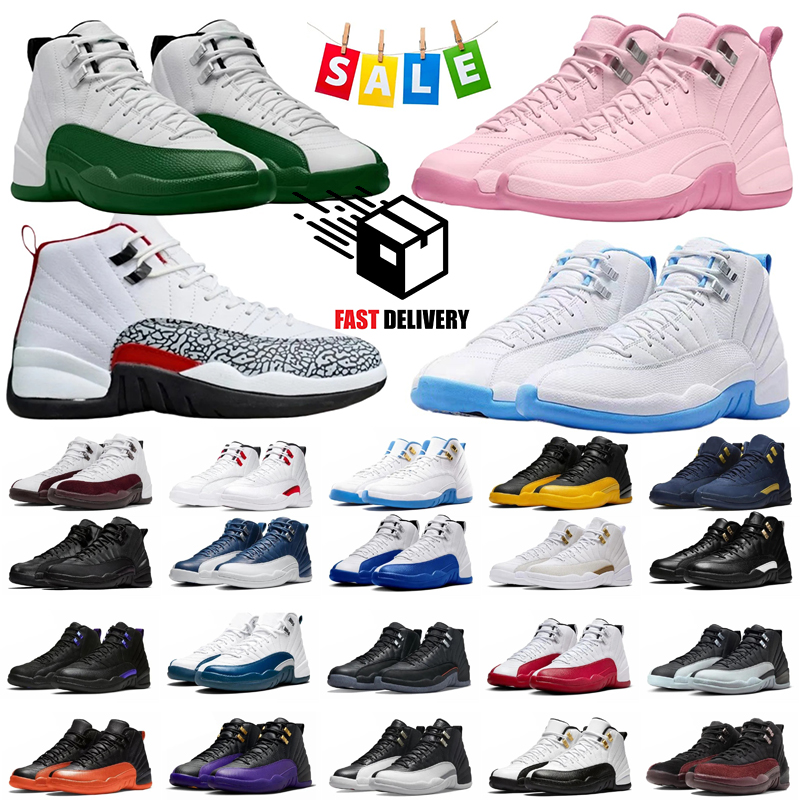 designer Basketball Shoes 12s Pearl Pink White Triple Green Taxi Flu Game Gym Cherry Field Brilliant Orange Field Hyper Royal Meets Elite Sports Sneakers 36-47