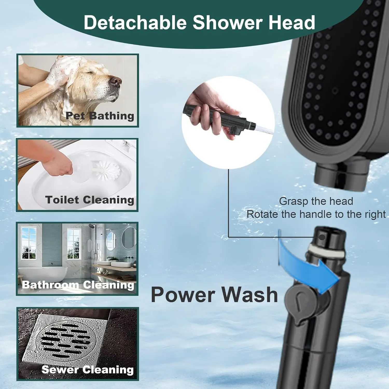 High Pressure Shower Head 3-mode Adjustable Shower Filtered Water-saving Hand Shower Mixer Bathroom AccessoriesM251120