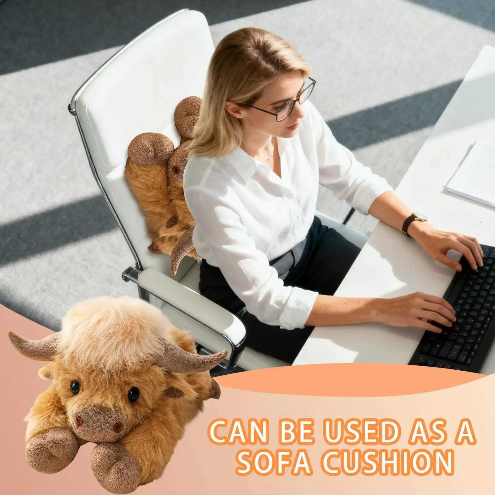 45cm Kaiis Cow Plush Pillow Sleeping Companion Stuffed Animal Pillow Doll Creative Weighted Cow Plush Toy Home DecorXJ251120