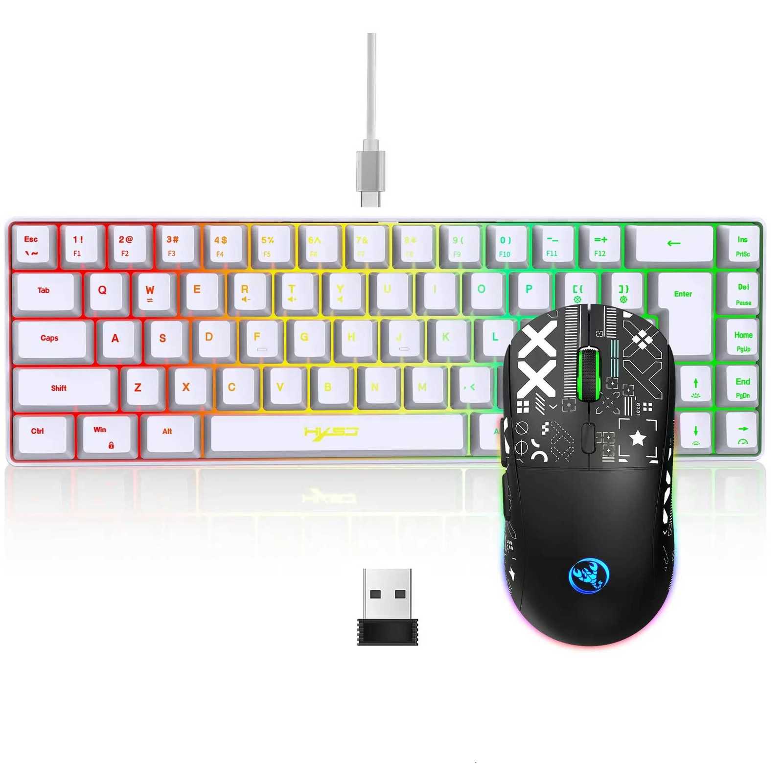 60 gaming Keyboard and mouse cbo set gamer white key board cbo cputer wired keyboards mouses off teclado for laptop pc Y251120 - view 6