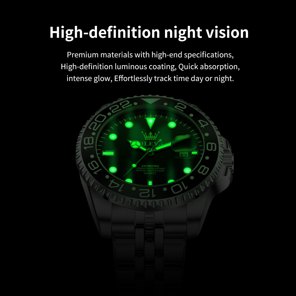 OLEVS Designer Men's Watch New GMT Quartz Watch Waterproof Outdoor Luxury Classic Men's Watch Luxury Watch Free Delivery And Wholesale