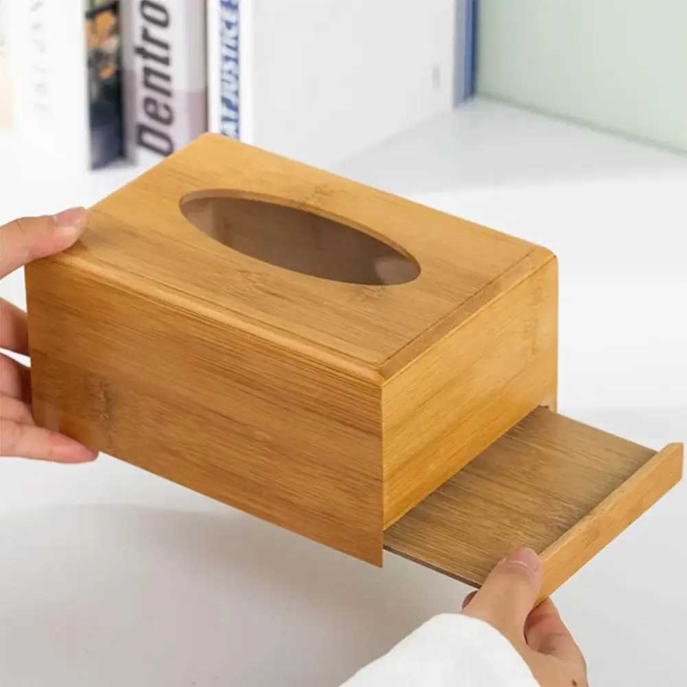 Creative Bamboo Tissue Box Car Home Rectangle Shaped Container Towel Napkin For Home Office Desktop Organize Boxes C251120