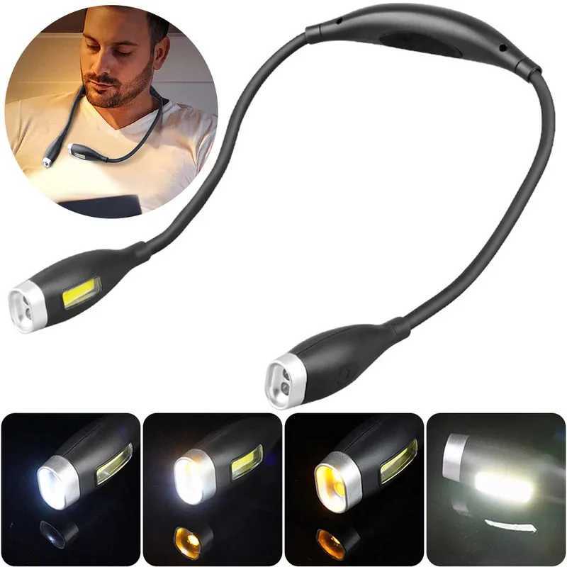 LED Neck Reading Light Bendable Arms Book Light Hands Free Reading Lamp Rechargeable for Night Running Walking Knitting Camping M251120