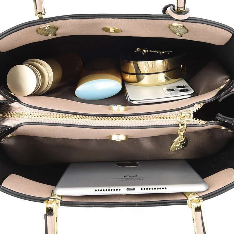 New 2024 Women Multi-Layers Top-Handle Bag Quality Leather Handbags Purses Female Designer Large Capacity Boston Ladies