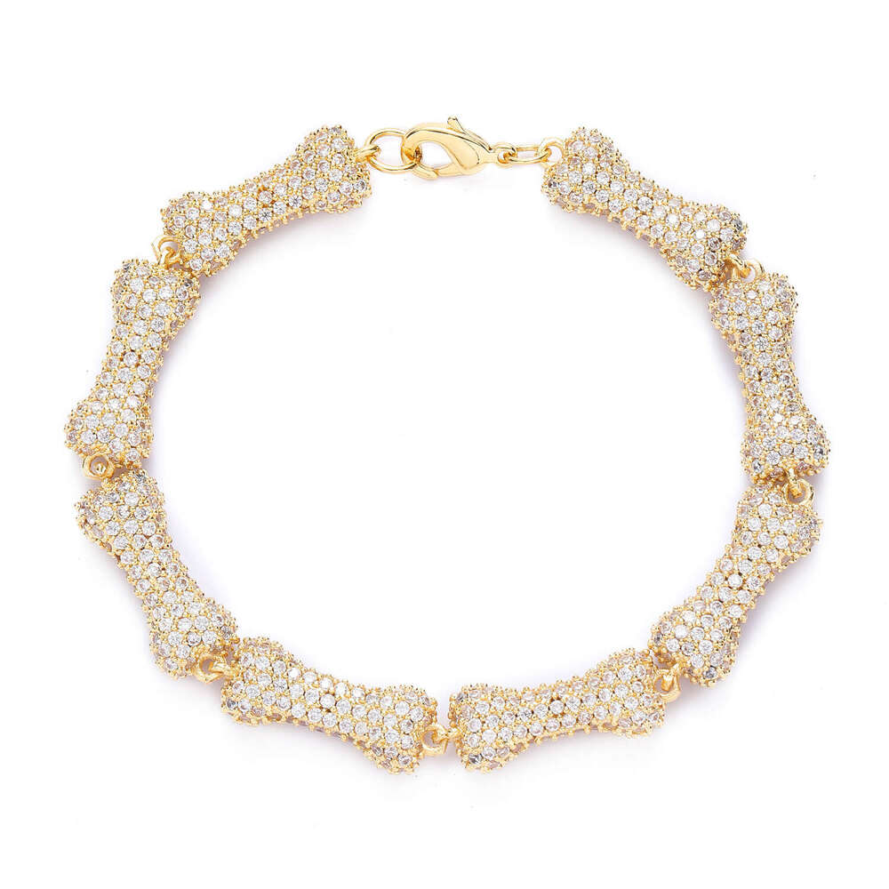 Luxury Hip Hop Bone 10mm sterling silver all Ice out VVS Moissanite necklace bracelet for men and women Free delivery