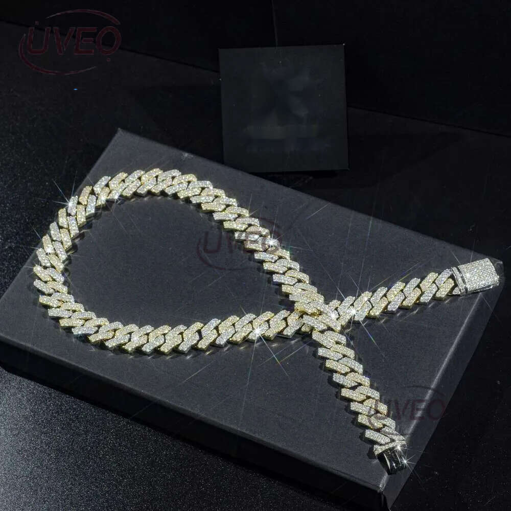 Custom Iced Out Sterg Pendant Moissanite Dia Designer Fashion Necklaces Sier Miami Cuban Chain GRA 14mm 2 Rows Gold Hip Hop Necklace Jewelry for Men