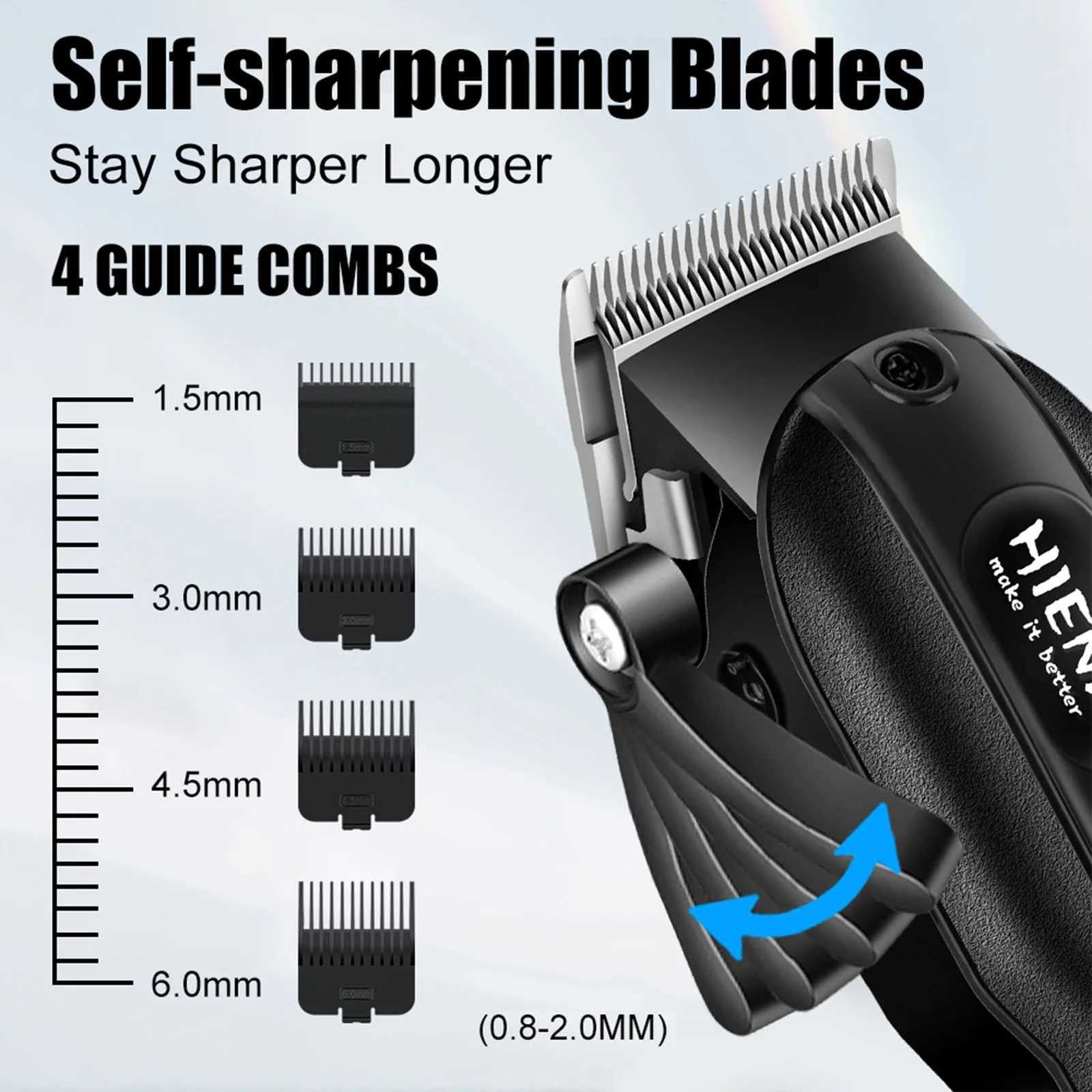 HYN-222 Professional Hair Clippers 5V1A Rechargeable Hair Trimmer Stainless Steel Blade Black Washable Head For Men Styling ToolT251120