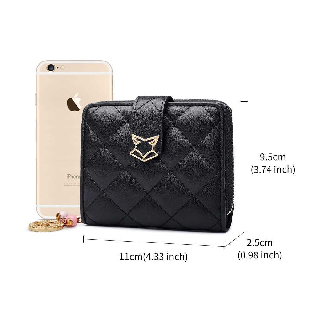 FOXER Brand Women Split Leather Short Wallet High Quality Multi-function Card Holder Girls Fashion Plaid Zipper Mini Coin PurseW251120